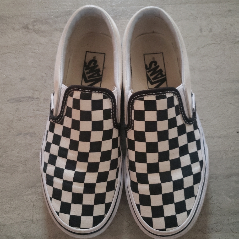Vans Black and White Checkered Slip-On Sneakers